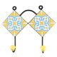 Yellow With Turquoise Floral Ceramic Tile Wall Hook